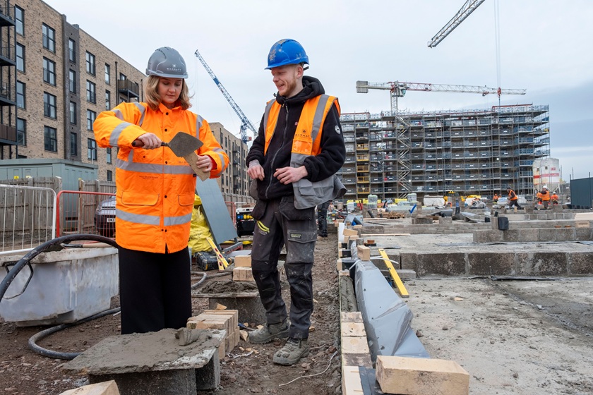 Housing secretary visits Edinburgh development to mark Scottish Apprenticeship Week