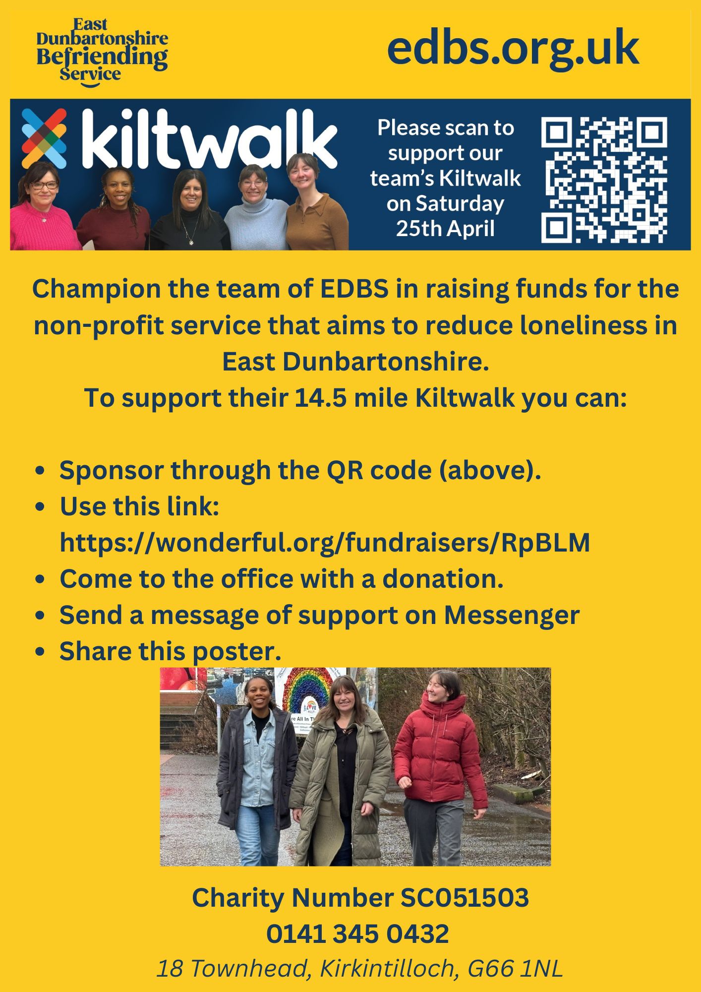 East Dunbartonshire Befriending Service's kilt crew aiming to go the distance for a brilliant cause