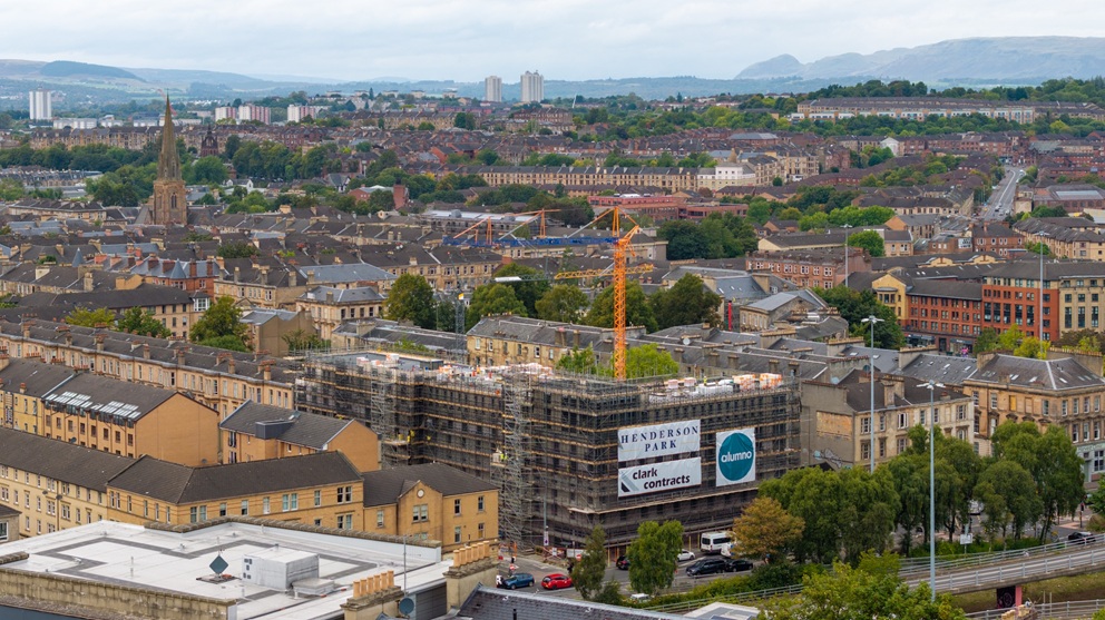 Alumno tops out 262-bed student residence in Glasgow