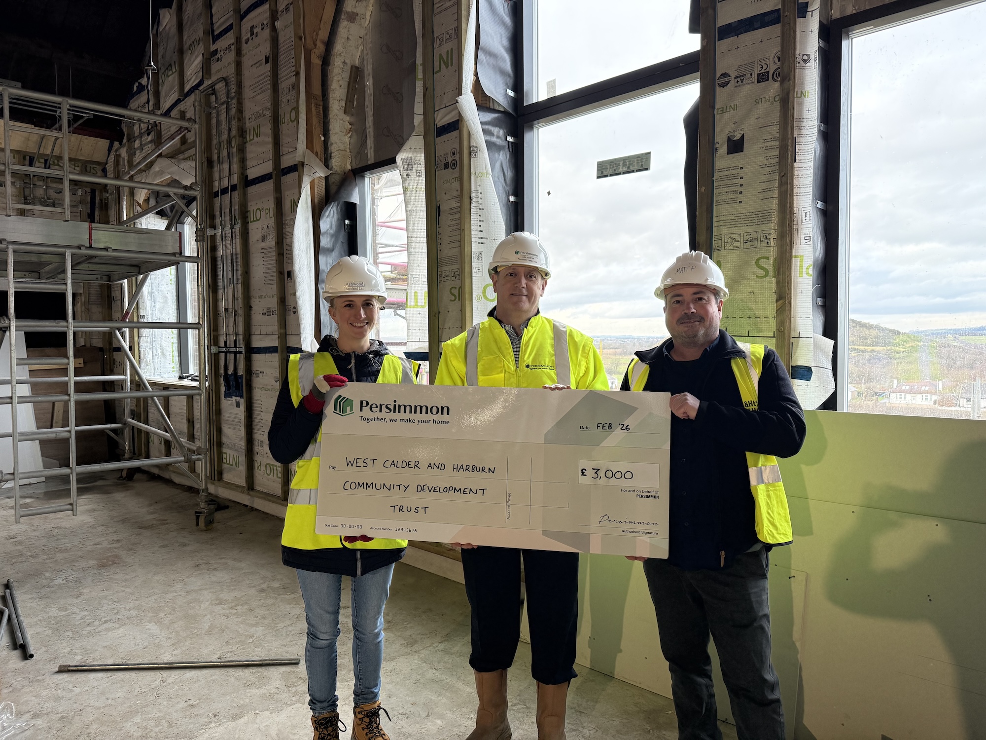 Local homebuilder donates £3,000 to West Calder Development Trust
