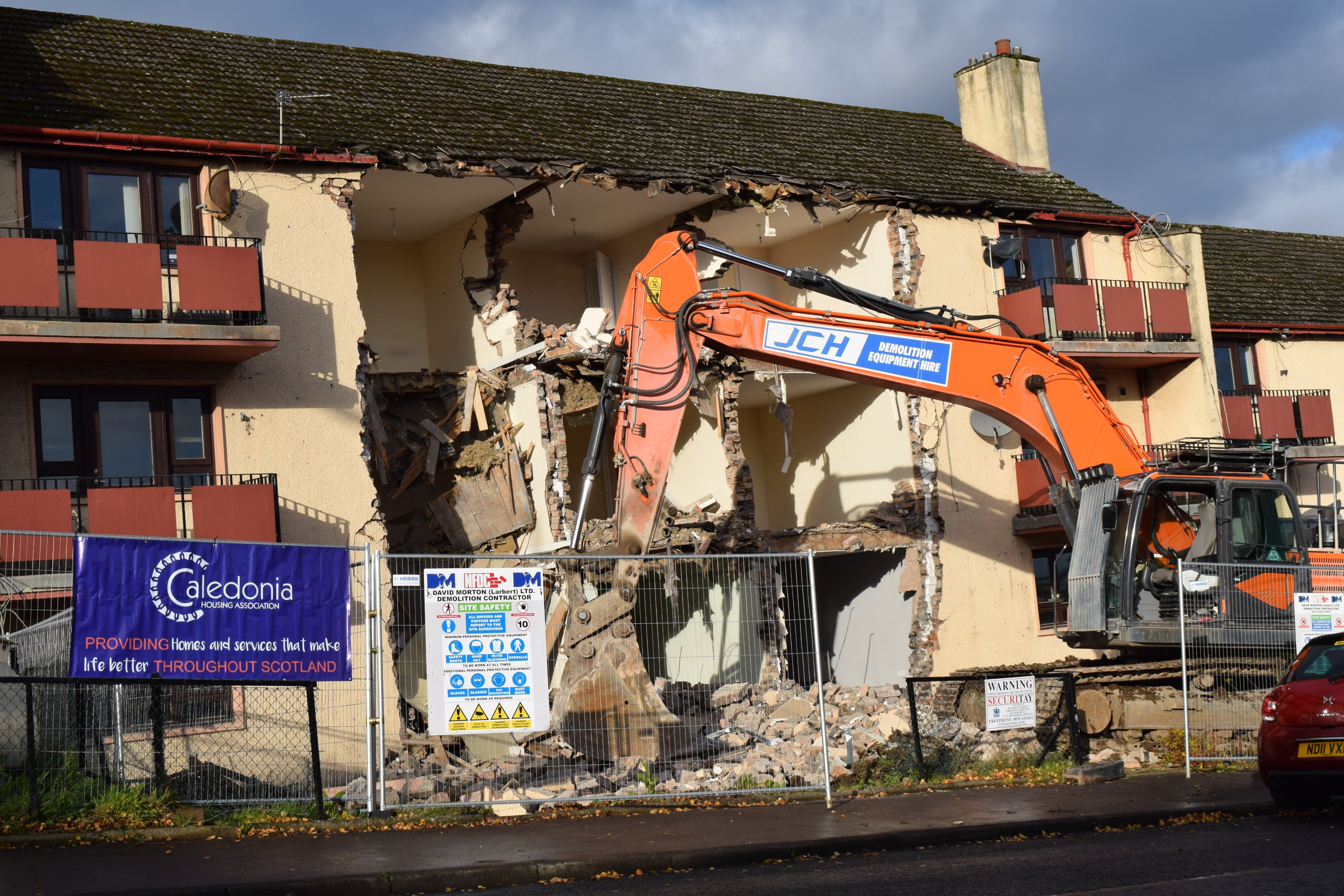 Demolition begins at former Caledonia Housing Association flats in Perth