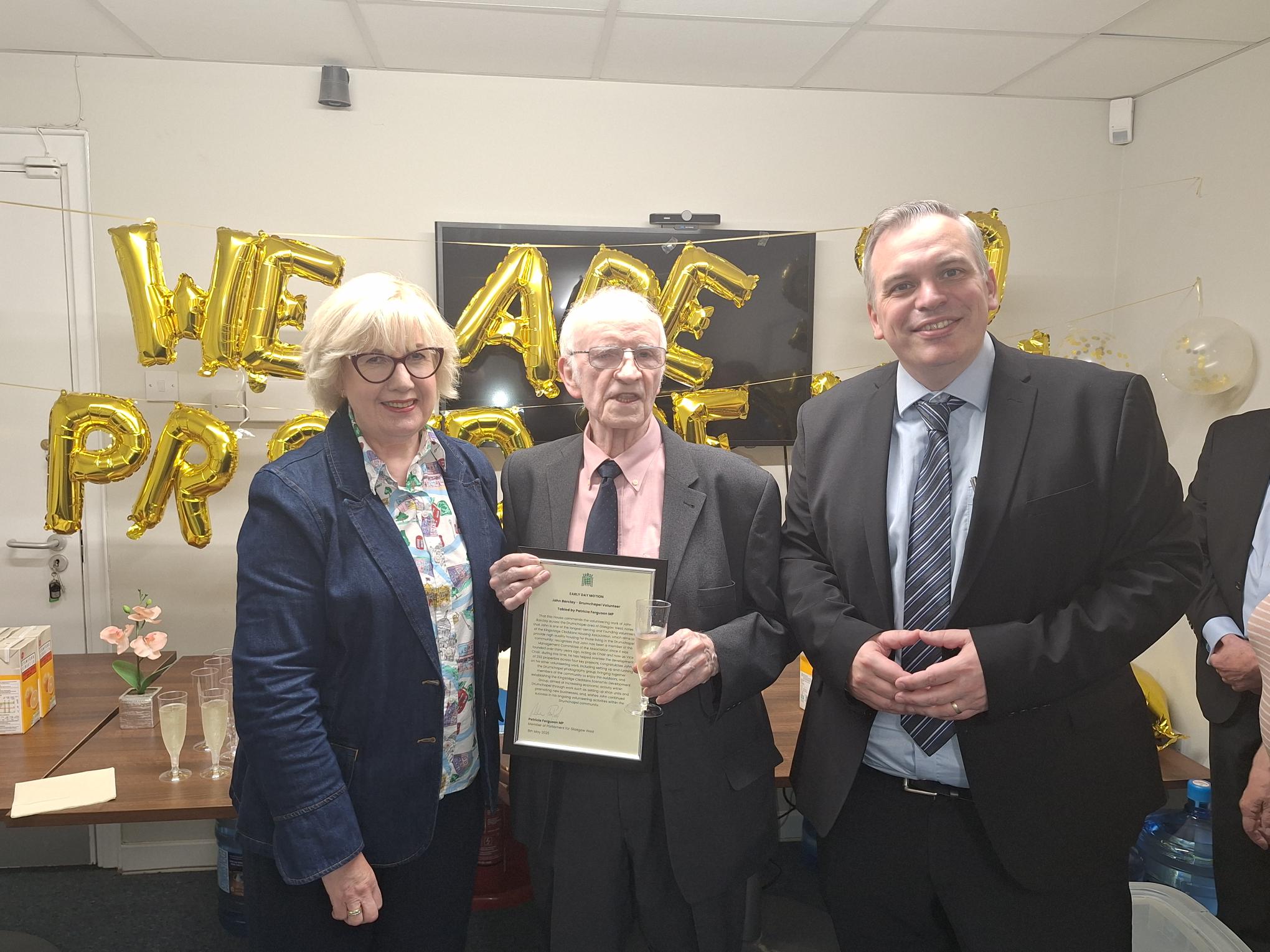 Kingsridge Cleddans HA founding member John Barclay honoured for 30 years of service