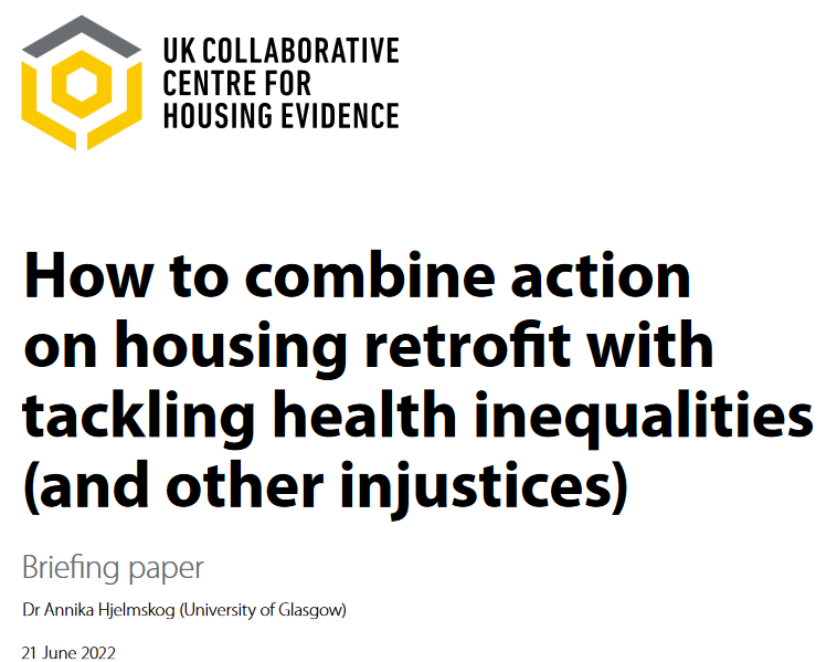 Publication: How to combine action on housing retrofit with tackling health inequalities