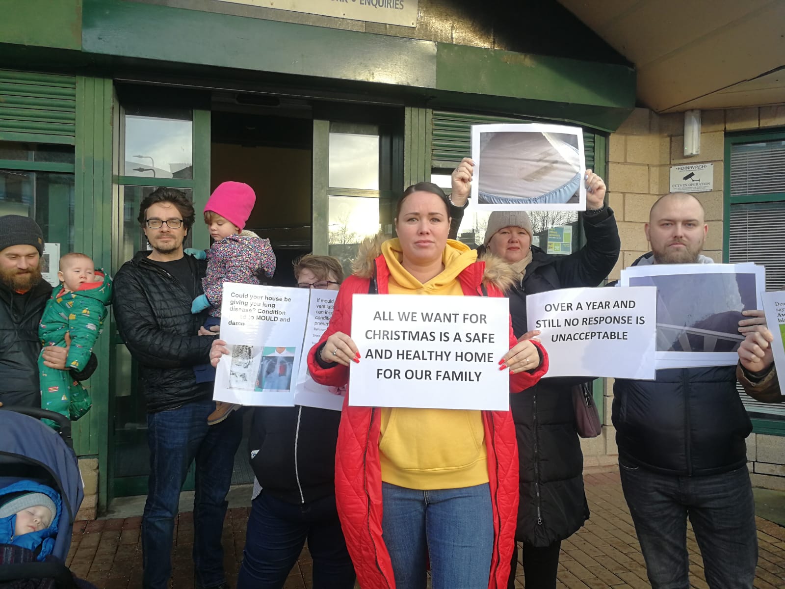 Edinburgh Council tenants stage protest against mould and damp in home
