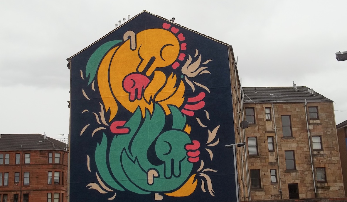 Govan mural gives Elderpark tenement a bright new look