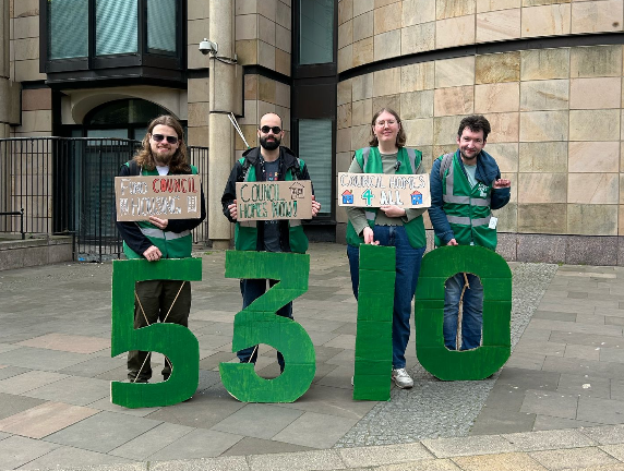 Living Rent members walk in protest of Edinburgh's temporary accommodation crisis